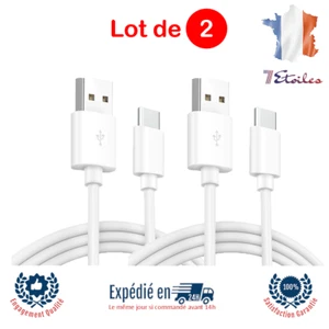 CÂBLE DE CHARGE USB TYPE-C 1M SAMSUNG S10 S8 S9 PLUS NOTE 8 9 LOT DE 2 - Photo 1 sur 8