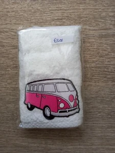 Campervan Motif Face wash Cloth Flannel PINK LARGE Motif - Picture 1 of 2