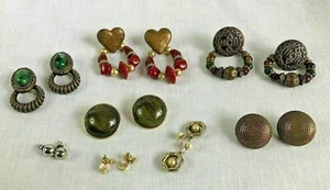 Menge 8 Paar durchbohrte Ohrringe optional Danglers Perlen Metallkugel Vintage - Bild 1 von 8