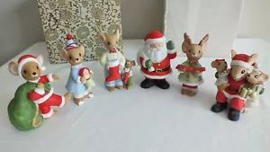 EMESCO IMPORTS MOUSE FAMILY VINTAGE 6pc CHRISTMAS CERAMIC MOUSE FAMILY W/ SANTA - Picture 1 of 15