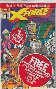 X-FORCE VOL. 1 #1 POLYBAGGED /W DEADPOOL TRADING CARD--NM/M WHITE PAGES. - Bild 1 von 2