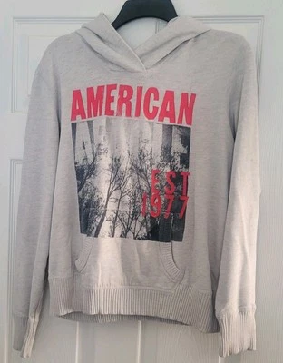 Sudadera con capucha American Eagle gris y rosa 1977 grande Foto 1 de 4