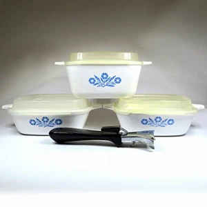 Sartenes pequeñas Corning Ware azul aciano P-41 y P-43 con tapas + mango JRB - Imagen 1 de 13
