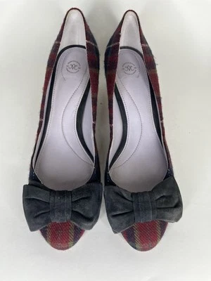 Zapatos de tacón Johnston & Murphy rojos a cuadros azules lazo punta redonda para mujer talla 10M EE. UU./41EU Foto 1 de 4