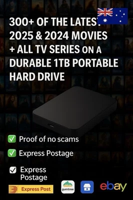 1TB Portable Hard Drive – 300+ 2024 & 2025 Movies + TV Series – And More - image 1 of 4