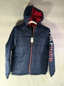 TOMMY HILFIGER FLEECE LINED WINTER PUFFER HOODED JACKET YOUTH LARGE 14/16 NEW GG - Picture 1 of 12