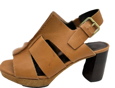 Sandalias Donald Pliner Geneva para mujer 7,5 M cuero tostado y gamuza plataforma tacones Foto 1 de 4