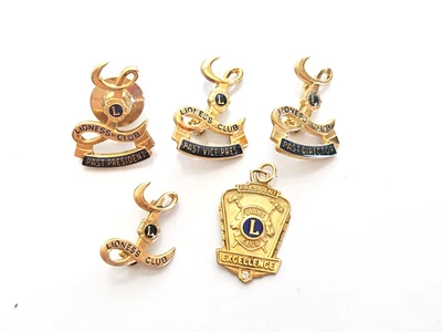 批量 5 件 复古 10k G.F. 镀金狮子俱乐部翻领别针 — 第 1/4 张图片