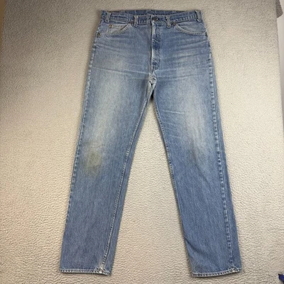 Винтажные джинсы Levi's 505 подходят 34x32 оранжевая джинсовая ткань 80-е 1982 выцветшие искусственно состаренные США - Изображение 1 из 4