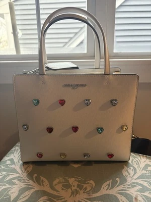 Karl Lagerfeld Rainbow Hearts White Maybelle Satchel Handbag Crossbody  NWT - Image 1 of 4