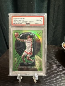 2021 Panini Obsidian Jalen Green Tunnel Vision Green Flood #9 RC PSA 10 Suns - Picture 1 of 2