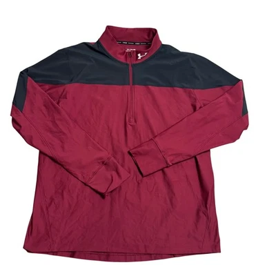 Under Armour Run 1/2 Zip Pullover XXL Mens Maroon Black Fitted Long Sleeve - Image 1 of 4