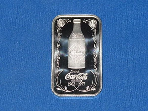 1977 World Wide Mint Coca Cola Huntsville Alabama Bottling Silver Art Bar B0173 - Picture 1 of 2