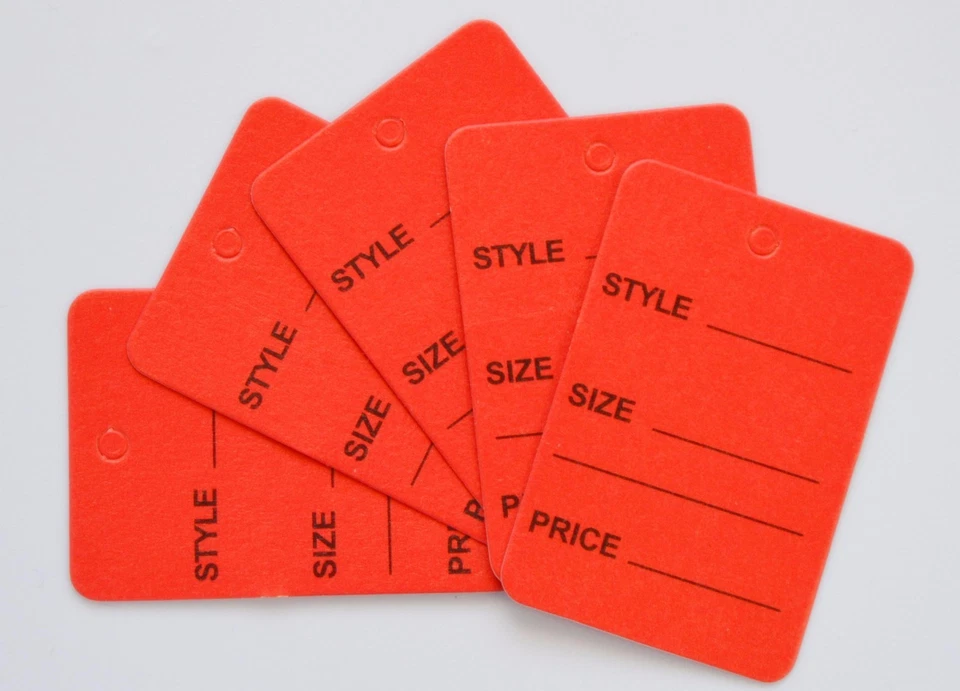 SATSONIK 1000 Red Merchandise Price Jewelry Garment Store Paper Small Tags 4.5x2.5cm