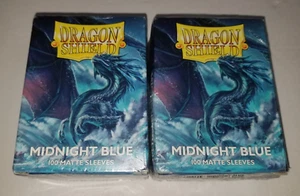 2x Dragon Shield Sleeves: Standard Midnight Blue 100 Matte Sleeves NEW - Picture 1 of 3