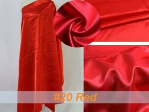 1 Yard Plain Satin Material For Clothing Lining Scarf Silky Charmeuse Fabric - Picture 1 of 39