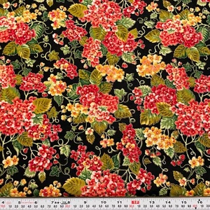 VTG Faye Burgos Marcus Brothers Metallic Floral Cotton Fabric by the HALF YARD - Picture 1 of 2
