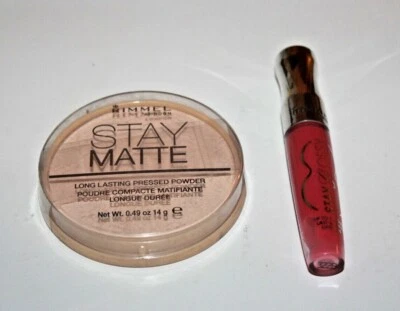 Rimmel Stay Matte Pressed Powder # 012 +  Lip Gloss 180 Lot Of 2 Sealed  - Image 1 of 2