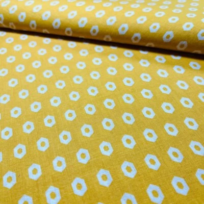 Hexagons Fabric Quilters Showcase 1 YARD White and Yellow by Joann 100% Cotton - Image 1 of 4