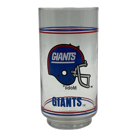 New York Giants Vintage NFL 14oz Drinking Glass Tumbler Cup Mobil Promo Simms QB Cover