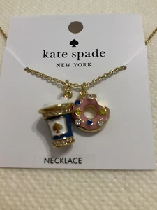 NWT Kate Spade New York Coffee Break Donut Charm Pendant Necklace w/ KS Dust Bag - Picture 1 of 13