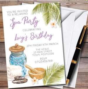 Relaxing Spa Treatment Personalised Birthday Party Invitations - Picture 1 of 1
