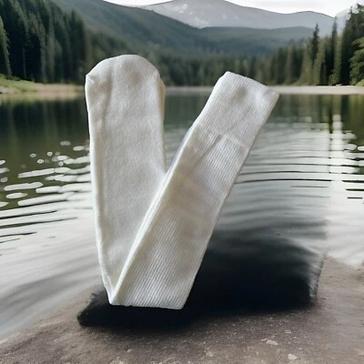 VTG Tube Socks 10-13 Acrylic 1980's White 25" 90's NOS Sports Turn Cuff - Image 1 of 4