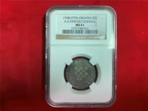 KROATIEN 1934 (1970) 50 KUNA SILBER X-2 NGC MS-61 UNC SELTENER TYP - Bild 1 von 4
