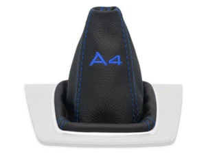 FOR AUDI A4 B6 2001-2007 GEAR SHIFT BOOT GAITER LEATHER EMBROIDERY BLUE - Picture 1 of 4
