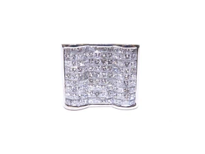 14k White Gold Princess Cut 4.00ct Beautiful White Diamond Invisible Set Ring - Picture 1 of 5