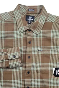 NEW Volcom Mens Caden Button Up Plaid Flannel Shirt Size Medium L/S Modern Fit - Picture 1 of 5