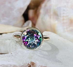 Wonderful Mystic Topaz Gemstone 925 Sterling Silver Handmade Ring All Size - Picture 1 of 5