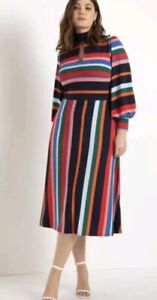 Eloquii Striped  Long Sleeve Midi Dress Size 20