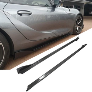 For Toyota Supra GR A90 2019-2024 Carbon Fiber Side Skirt Extension Lip Spoiler - Picture 1 of 15