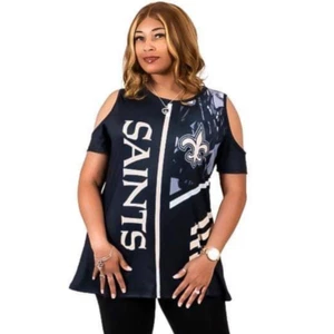 Top informal para mujer New Orleans Saints negro y dorado - Imagen 1 de 7