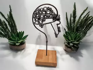 Handcrafted Steel Head Sculpture with Nuts & Bolts Brain – Unique Industrial Art - Picture 1 of 10