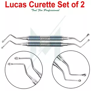 Brandneu Lucas Küretten Set 2-teilig Dental/Chirurgische Knochenküretten Wellenschliff - Bild 1 von 3