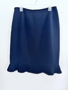 LeSuit Petite Damen marineblau Plissee knielanger Rock 12P Büro Sirene adrett - Bild 1 von 7