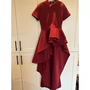 Akira Scuba Ruffle High Low Dress Party Cocktail Burgundy Red - Picture 1 of 8