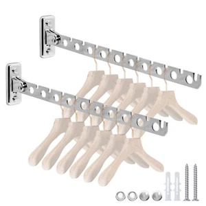 Wall Mounted Clothes Rack Laundry Hanger Wall Mount Retractable & Foldable Dr... - Picture 1 of 9