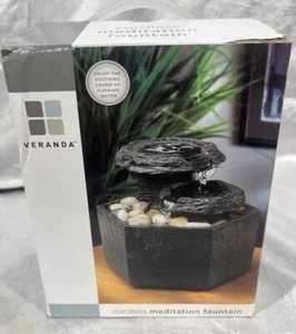 MEDITATION FOUNTAIN CORDLESS Veranda New In Box Flowing Water Decor Zen 5x4.75” - Picture 1 of 8