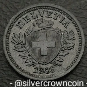Switzerland 1 Rappen 1946 B. KM#3a. Zinc One Cent coin. Cross. Sprigs. DP. - Picture 1 of 7