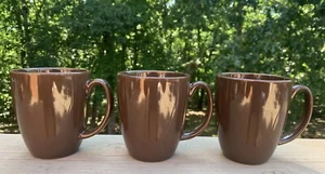 Set 3 Vintage Corelle Coordinates Steinzeug Kaffeetassen Tassen Schokoladenbraun - Bild 1 von 4