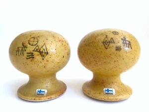 PENTIK FINLAND RARE VTG MID CENTURY MODERN HIISI STONEWARE CERAMIC S&P SHAKERS  - Picture 1 of 12