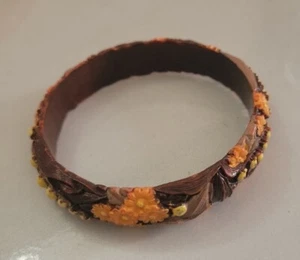 VINTAGE 1930s/40s CELLULOID LUCITE  PLASTIC BRACELET Fall Feels - Picture 1 of 7