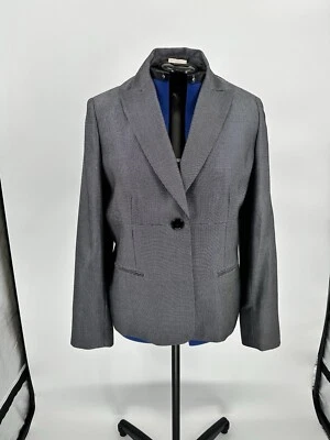 Jones New York 套装女式内衬单扣夹克外套灰色/黑色 14 码 — 第 1/4 张图片