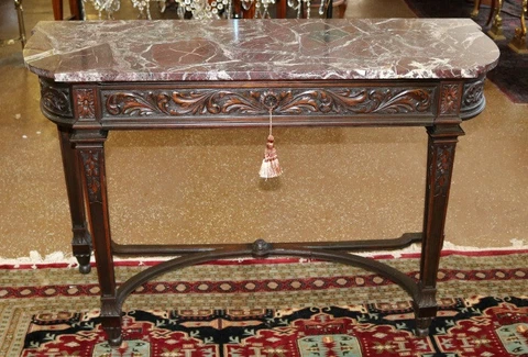 Awesome French Marble Top Louis XVI Carved Mahogany Console Server Sideboard Cover