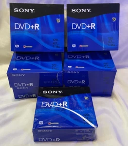 7 Pkg Sony DVD-R 10 Pack Discs W/ Cases 120 min 4.7 GB Blank New Sealed Blank - Picture 1 of 7