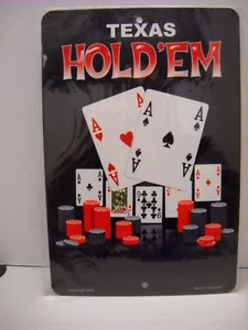 Texas Hold'em Poker Man Cave Poker Room Indoor Outdoor Tin Sign Décor - Picture 1 of 6