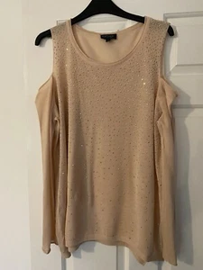 Pink Knitted Cold Shoulder Jewelled Top, Size 10, Top Shop, New - Picture 1 of 6